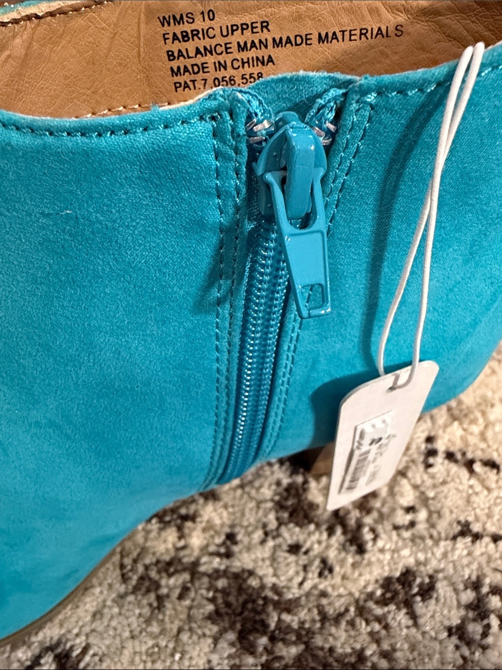 Turquoise Fringe Peep-Toe Ankle Boots - Women's - Picture 9 of 9